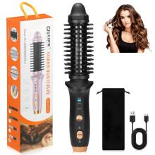 3-in-1 Cordless Hair Curler & Straightener Brush, Rechargeable Mini Hair Styler, 3 Heat Settings 150-180°C, Ceramic Heating