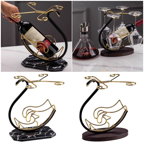 Desktop Vertical Wine Glass Display Rack Kitchen-marble pattern 2