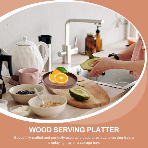 Plateau de service rond en bois 12 pouces 2
