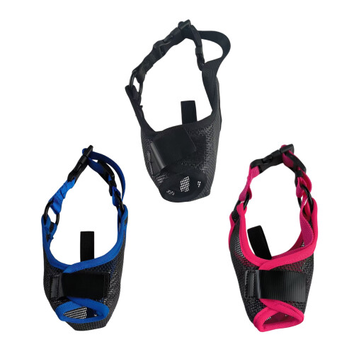 Dog Mesh Muzzle Mouth Guard Strap Medium Large Breeds-Pink L 1