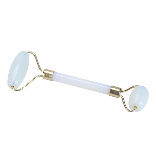 1Pc Artificial Jade Doublehead Beauty Roller AntiAging Face Eye Neck Massager Tool(White) 1