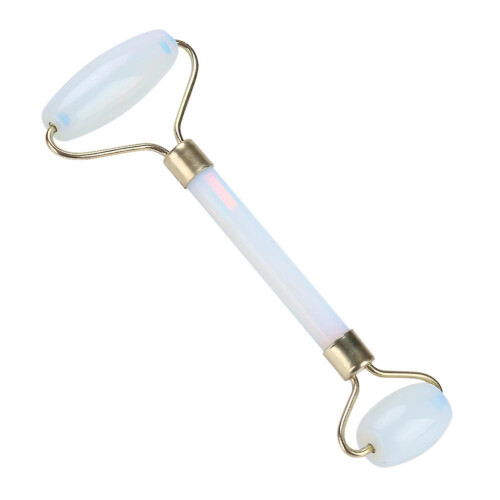 1Pc Artificial Jade Doublehead Beauty Roller AntiAging Face Eye Neck Massager Tool(White) 2