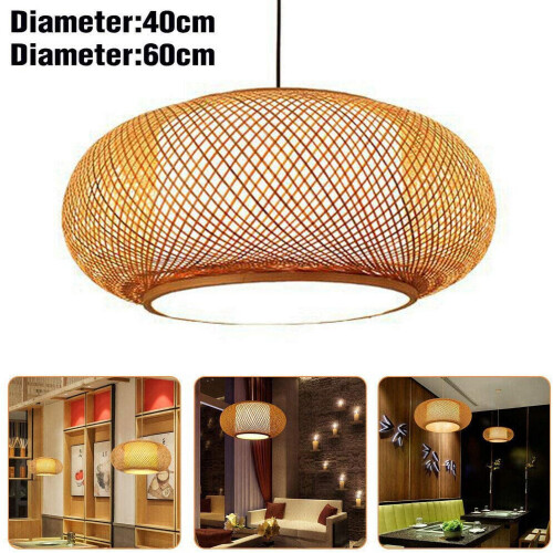 Luminária pendente de bambu ANQIDI, 16 polegadas, soquete E26/E27 1