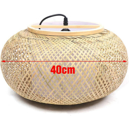 Luminária pendente de bambu ANQIDI, 16 polegadas, soquete E26/E27 2