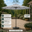 (Light Grey) GlamHaus Solar LED Tilting Garden Parasol 2.7M 3