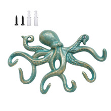 Iron Art Wall Hook Octopuses Theme Outerwear Hanger Space-Green