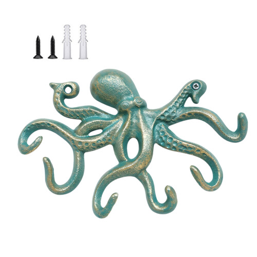 Iron Art Wall Hook Octopuses Theme Outerwear Hanger Space-Green