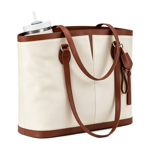 Mallettes d'ordinateur en polyester PU avec porte-gobelet-Blanc