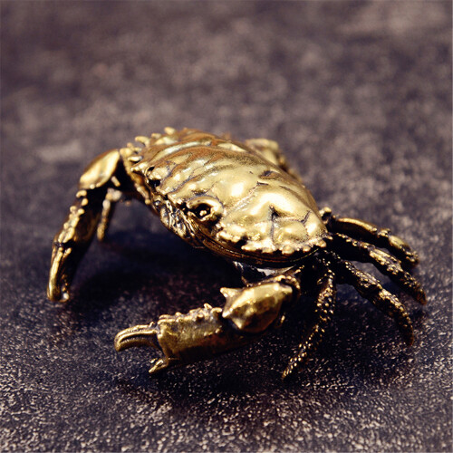 Openable Brasses Crabs Miniature Figurine Antique Trinket-2pcs 1