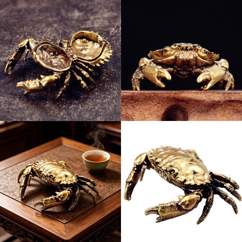 Openable Brasses Crabs Miniature Figurine Antique Trinket-2pcs 2