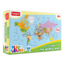 Play & Learn Funskool World Map Jigsaw Puzzle Game For Kids 105 Pieces Educational Learning & Development Fun Activity Toy For Childrens Gift S