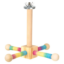Wooden Rotating Bird Perch Toy for Small Birds