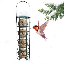 Eichhörnchensicherer Vogelfutterspender aus Metallrohr für den Außenbereich, grün