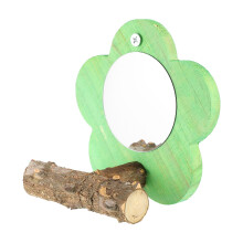 OUNONA green wooden parrot play stand with mirror perch 1