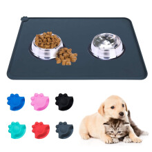 Alfombrilla de silicona antiadherente para comedero de mascotas, aprobada por la FDA, color gris.