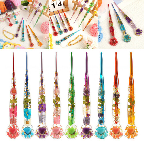 9Pcs Kitten Resin Handle Crochet Hooks Set 2-6Mm Ergonomic Grip 1