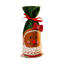 Capa para garrafa de vinho AuroraX em formato de boneco de gengibre, perfeita para festas de Natal.