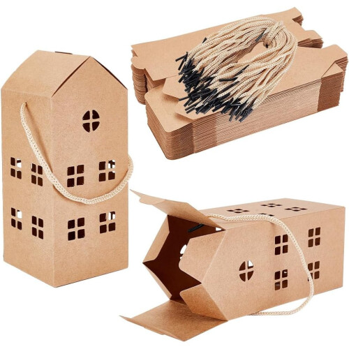 Husformade presentaskar av kraftpapper, 50 st