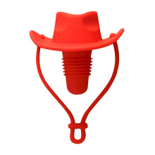 Tapón de champán con forma de sombrero de vaquero, rojo, de silicona reutilizable, 1 unidad.