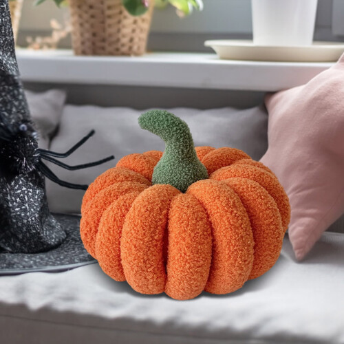 Gewebtes Kürbiskissen 20x15cm Orange Herbstdeko