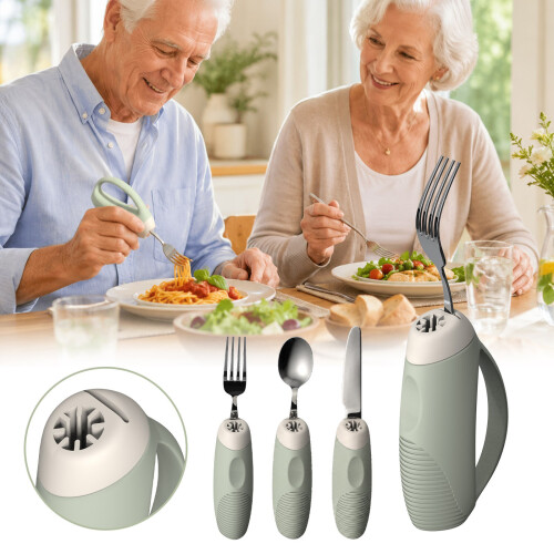Food Grade Silicone Utensil Holders Improves Grip Comfort-Gray 2