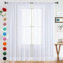 Vita polyester transparenta gardiner 180 cm B x 280 cm L (2 paneler)