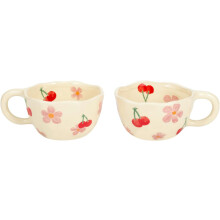 Set van 2 keramische mokken met bloemendesign (240 ml)