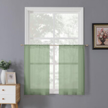 Gardinen aus Leinenimitat in Salbeigrün, transparent, 25" x 24" (2er-Set)