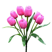 Tulipas artificiais de seda rosa, 9 cabeças, 40 cm (15,8 polegadas)