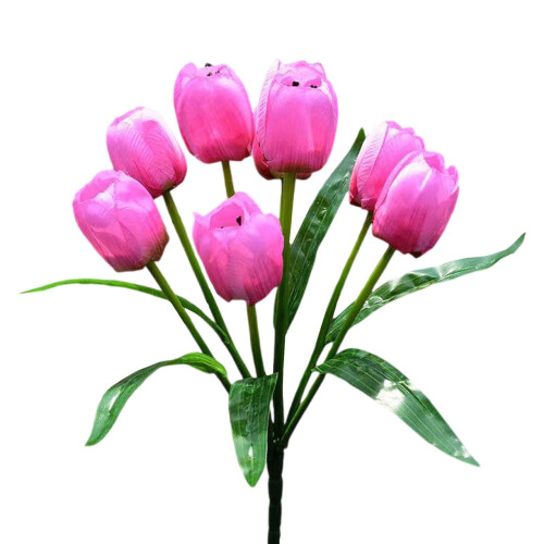 Tulipas artificiais de seda rosa, 9 cabeças, 40 cm (15,8 polegadas)