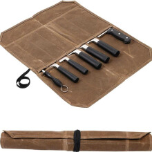 Knife bag, chef's knife roll bag, with 7 compartments, khaki, 56*45cm, scratch-resistant, waterproof, portable knife bag for chefs