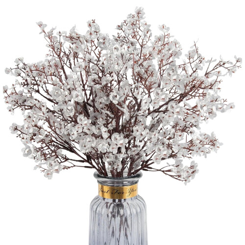 Gypsophila artificiale e stelo di fiore di ciliegio, bianco