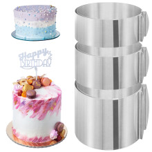 Set di 3 anelli per torte regolabili in acciaio inossidabile