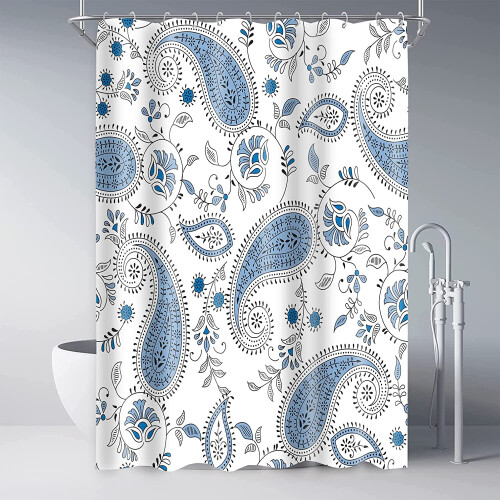 Boho-Duschvorhang mit Ethno-Blumenmuster, 183 x 213 cm, Polyester