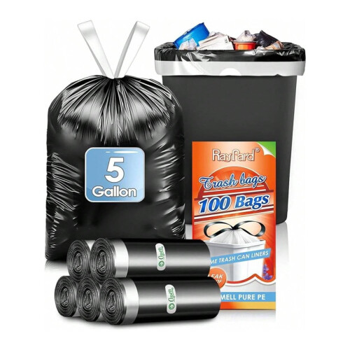 Mini drawstring trash bags 1 gallon 100 count white