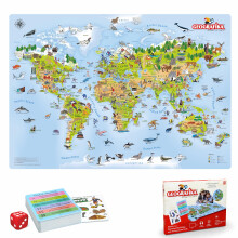 Unikplay Geografika Illustrated World Map Game & 48 Cards | Educational Geography Board Game For Kids 6 Years Up | Learn Fun Facts & Countries | Scre
