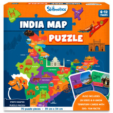 Skillmatics India Map Puzzle - 70 Pieces Educational Toy For Learning 300+ Facts About India Gifts For Ages 6 To 12 Kids