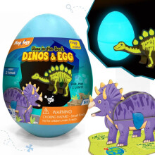 Imagimake Mapology Glow In The Dark Dinosaur Figure Set & Egg |3D Dinosaur Puzzle For Kids | Build And Play With Glowing Dinosaur Toys | Birthday And
