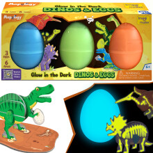 Imagimake Mapology Glow In The Dark Dinos & Egg - Set Of 3 Eggs |3D Dinosaur Puzzle For Kids | Build And Play With Glowing Dinosaur Toys | Birthday A