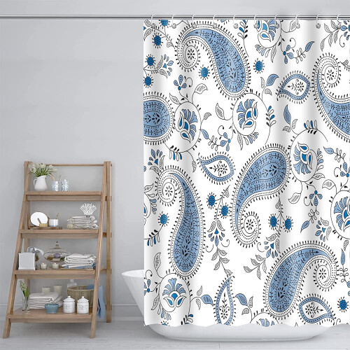 Boho-Duschvorhang mit Ethno-Blumenmuster, 183 x 213 cm, Polyester 1