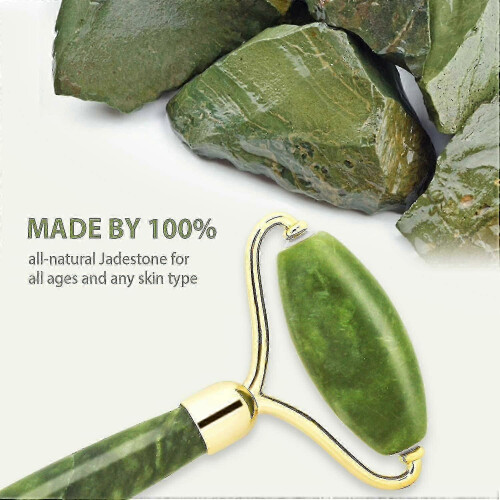 Liseng And Gua Sha Tools Set-anti-aging Roller Massager-100% Real Natural Jade 2