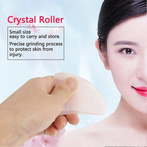 Natural Double Head Rose Quartz Jade Stone Roller & Scrapping Plate Face Massage Tool Kit 1