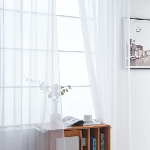 Transparante polyester gordijnen 53" x 63" (2 panelen) 1