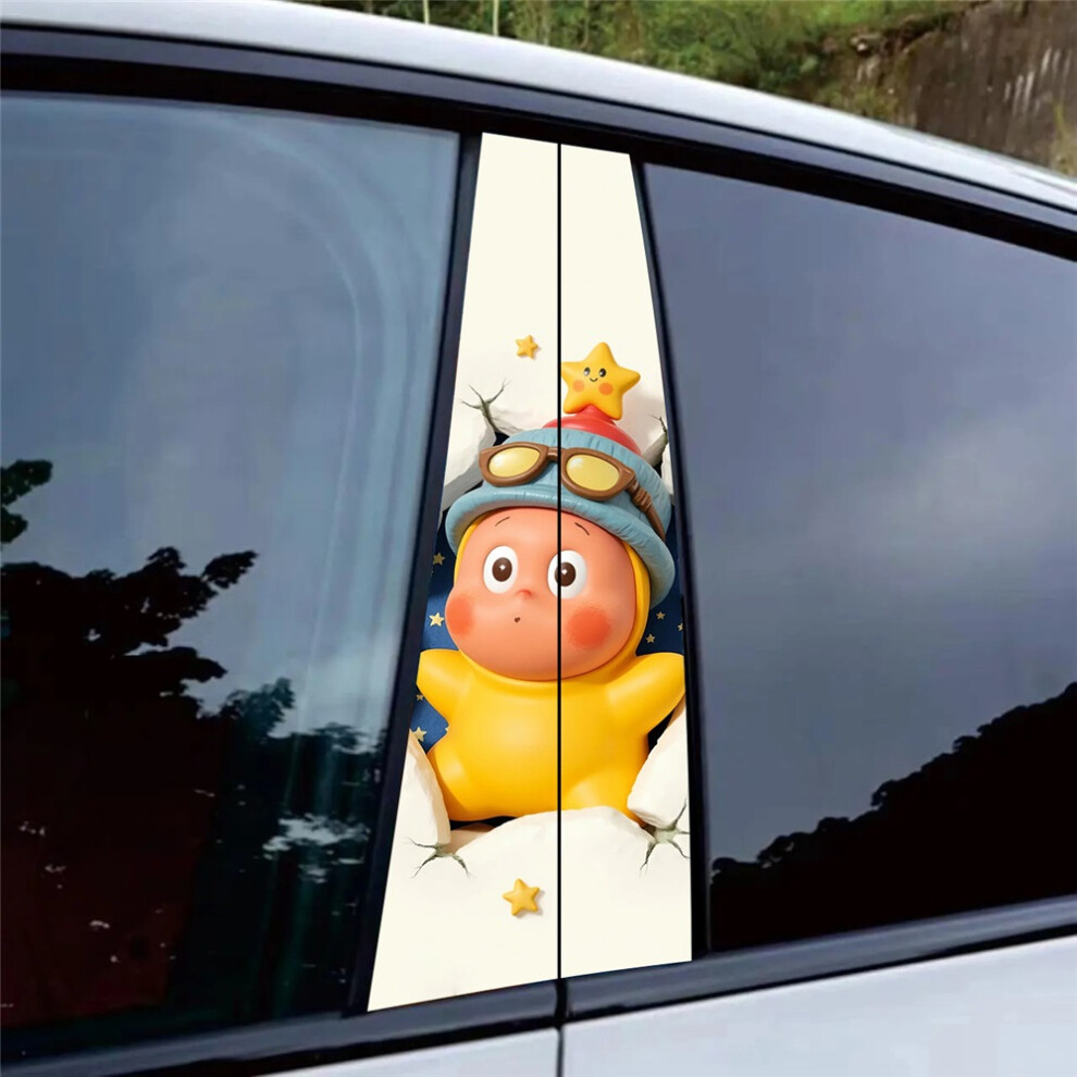 (18#) Car B Pillar Cute Cartoon Vinyl Sticker Auto Exterior Protective Decor Decal 4069369534379