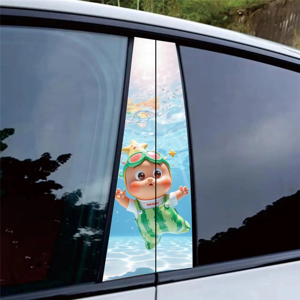 (13#) Car B Pillar Cute Cartoon Vinyl Sticker Auto Exterior Protective Decor Decal 4069369534324