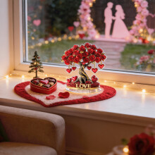 Rosehjerte Akryl Valentinsdag Trædekoration 8,1 tommer