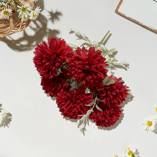 Bouquet di crisantemi artificiali – Tessuto, 6 steli, a cascata