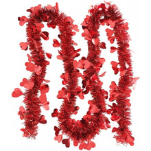 Garland Lá Vailintín 6.5 troigh Croí Bándearg Dearg PVC