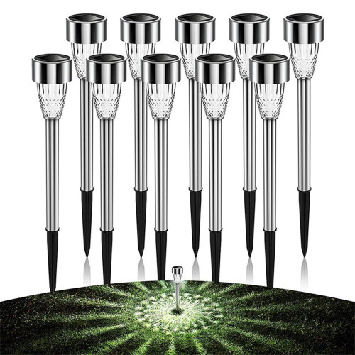 Solar-Gartenleuchten, warmweiß und farbwechselnd, 10er-Pack