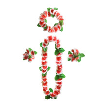 Conjunto de guirlanda de flores artificiais havaianas – colar de 4 peças